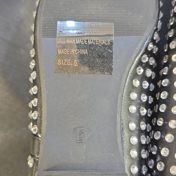 BRAND NEW WILD DIVA CRYSTAL RHINESTONE  MARY JANE STUDDED BALLET FLATS - Picture 15 of 16